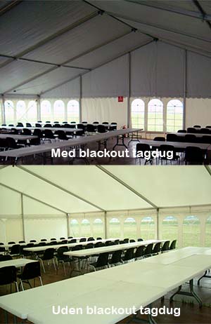 Teltudlejning af black out tagdug 9x3 meter - 101997 Alt til festen - Aamand Udlejningscenter.