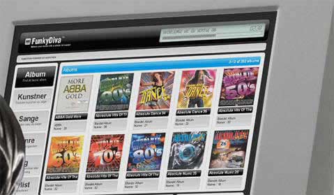Digital jukeboxudlejning af digital jukebox - funkydiva digital jukebox med over 7.000 sange. et helt igennem dansk produkt. meget nem at betjenne. incl aktive hjtallere. - Aamand Udlejningscenter