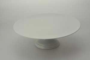 Udlejning af lagkagefad med fod, � 30 cm, hvid porcel�n - 11202  Aamand Udlejningscenter.