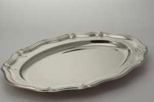 Udlejning af stegefad, oval, 46x32 cm, chippendale rustfri - 30202 Alt til festen - Aamand Udlejningscenter.