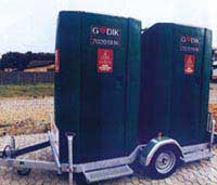 Udlejning af trailer m. 2 toiletkabiner, m. vand/tank - 84001  Aamand Udlejningscenter.