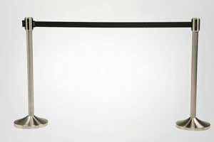 Udlejning af kommerciel stander b�rstet st�l 1.5m sort b�nd - 86310  Aamand Udlejningscenter.