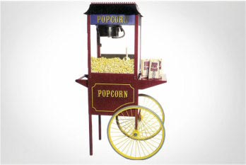 Udlejning og salg af popcornmaskine 220 volt m. understel/vogn - 86601  Aamand Udlejningscenter.